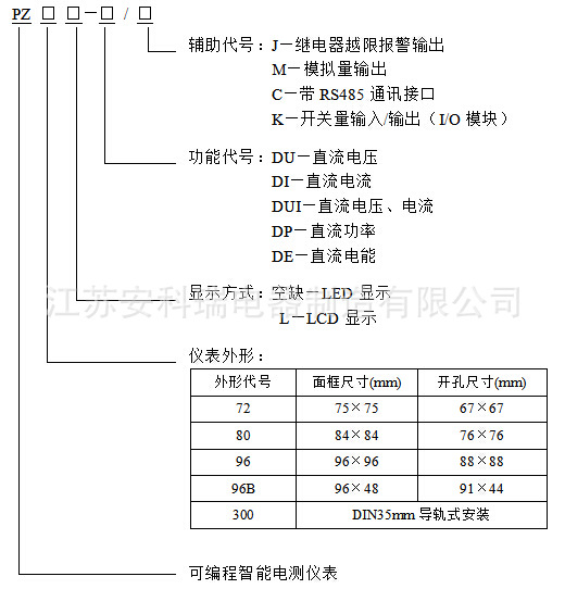 安科瑞直流单相电流表PZ72L-DI  数显表示例图2