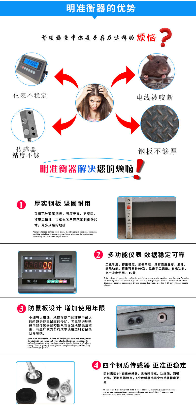 明准SCS便携式防爆移动电子小地磅  3t称重秤 厂家定制示例图5