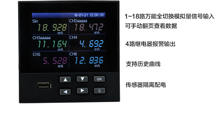 多路无纸记录仪 温度/压力/流量记录仪 RS485 无纸记录仪示例图21