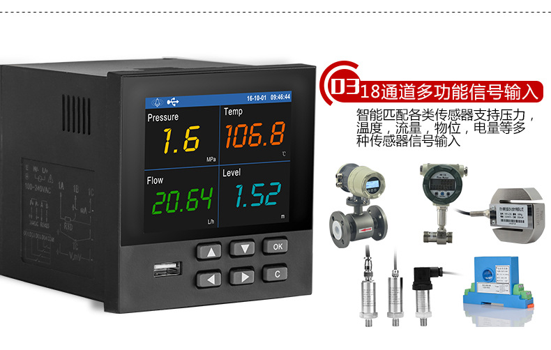 多路无纸记录仪 温度/压力/流量记录仪 RS485 无纸记录仪示例图14