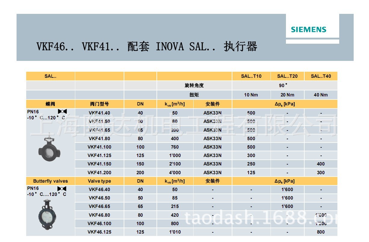 西门子电动蝶阀 VKF42  SQL321B 西门子蝶阀  原装正品示例图3