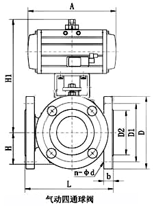气动四通球阀_配AT执行器