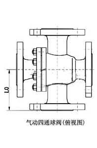 气动四通球阀_俯视图