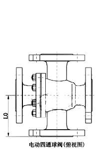 电动四通球阀_俯视图