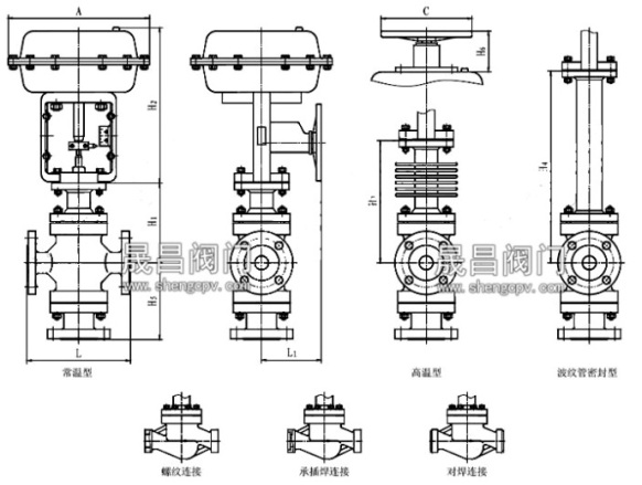 气动低温调节阀_外形尺寸图