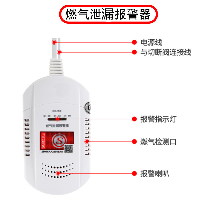 家用燃气泄漏报警器联动电磁阀自动断气消防3C认证煤气燃气报警器示例图11