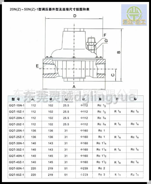 亚工中压可调式减压阀 液化气调压器 GQT-Z25N燃烧机调压阀示例图6