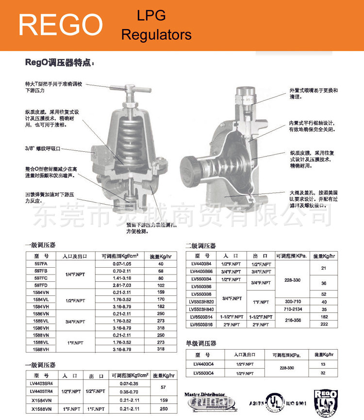 LV5503高转低减压阀 REGO调压阀 美国力高单段式调压器示例图1