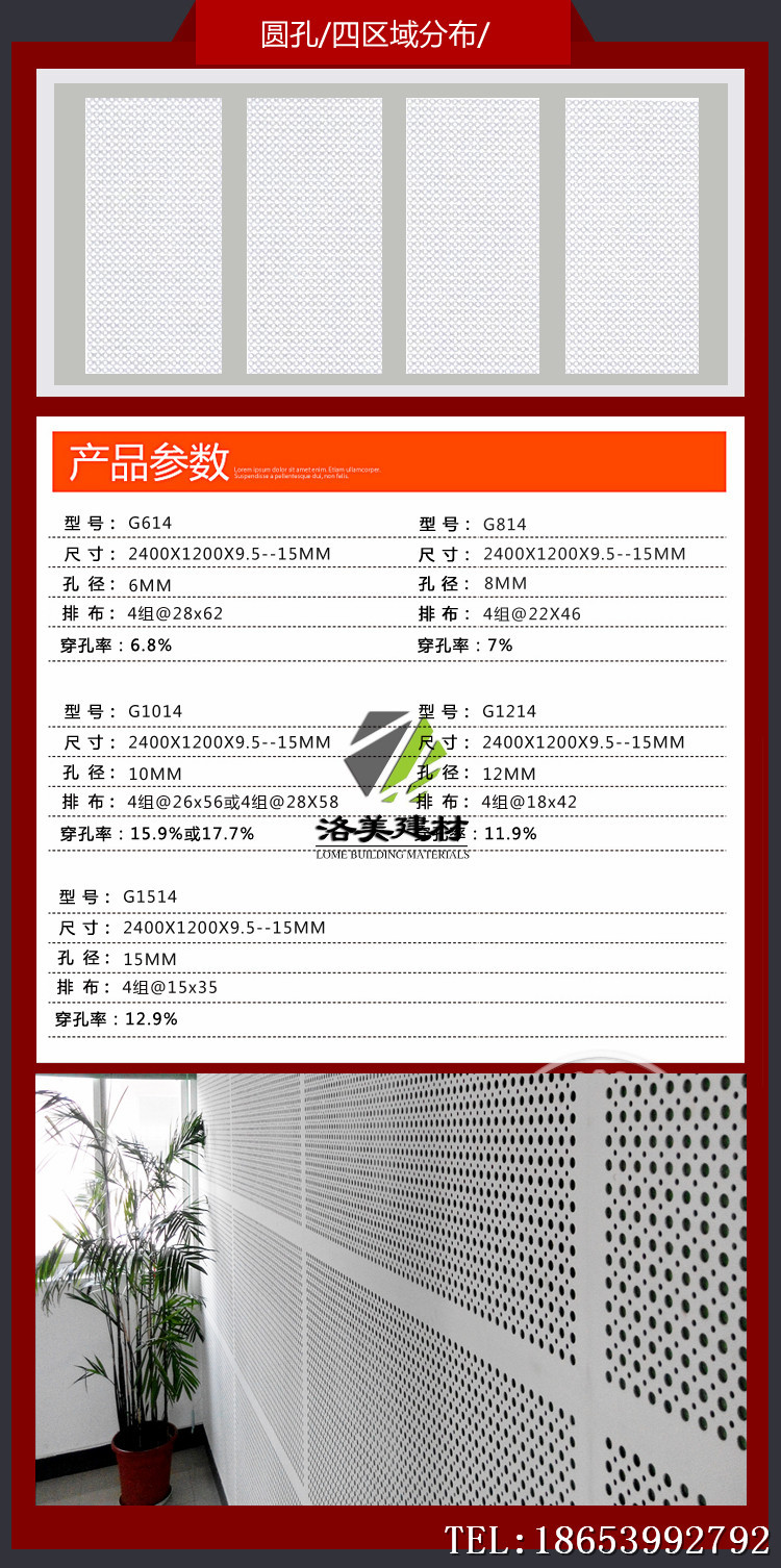 包邮 穿孔吸音纸面石膏板示例图16