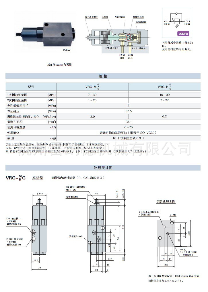 日本帕斯卡 VRG减压阀  液压阀示例图1