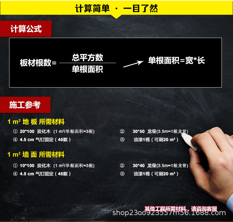 批发碳化木板材户外防腐木方龙骨 地板景观工程材料 防腐木批发示例图4