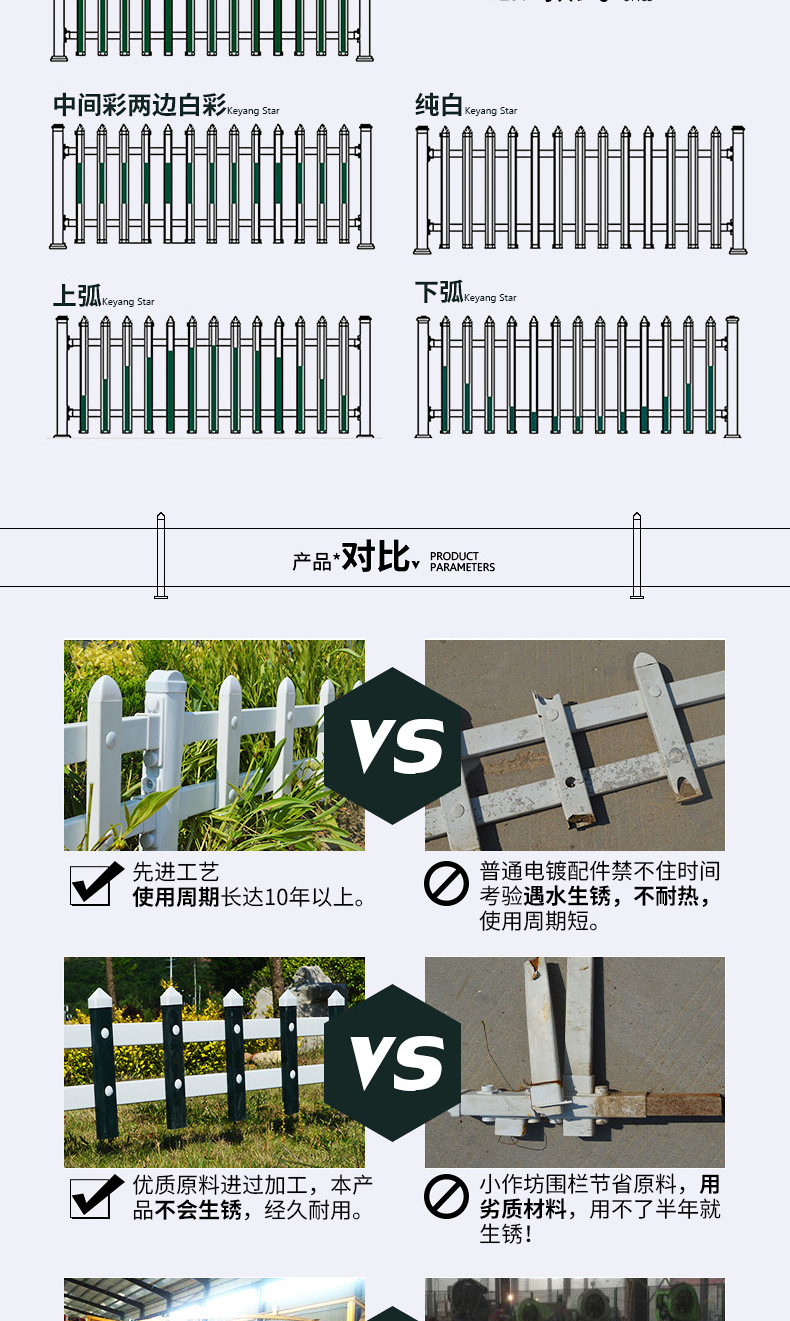 尊迈pvc塑钢草坪栅栏 公园花池草坪围栏 绿化带园林防护栏 pvc草坪护栏厂家 pvc塑钢草坪栅栏示例图15