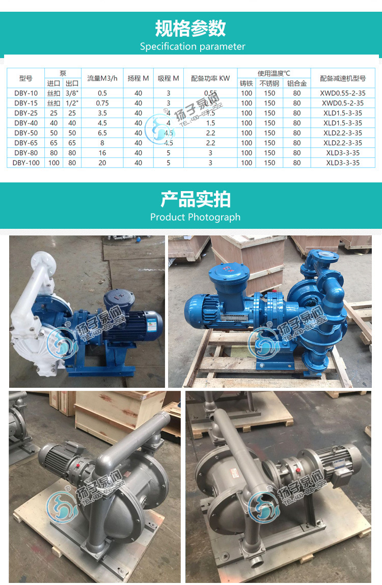 DBY25/40电动隔膜泵配件污水抽水涂料树脂泥浆工业酸碱腐蚀气自吸示例图10