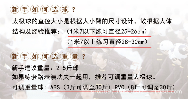 豫天云 太极球健身球 树脂球实心球武术表演练功球ABS/PVC/树脂球示例图3