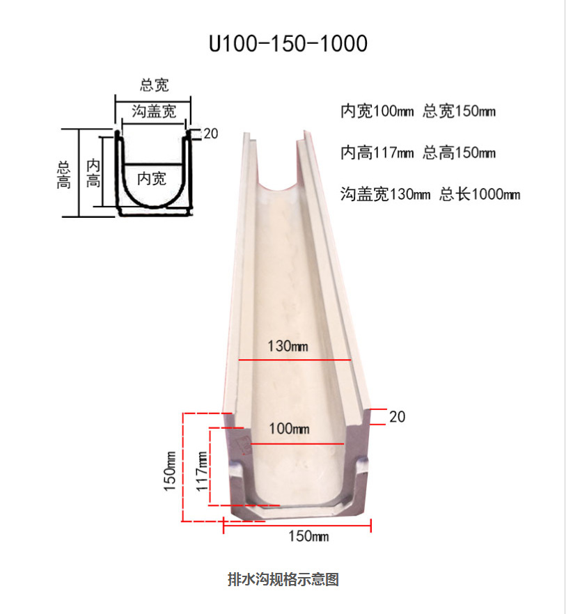 【U型排水沟】厂家供应成品U型排水沟不锈钢排水沟U型定制排水沟示例图6