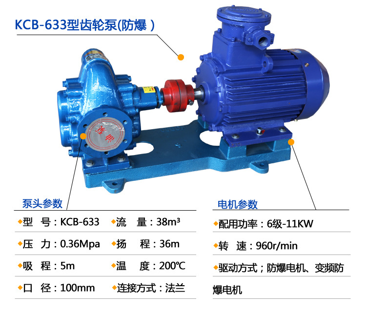 批发 防爆齿轮油泵 KCB683大流量齿轮泵 油漆 涂料电动铜齿防爆泵示例图4