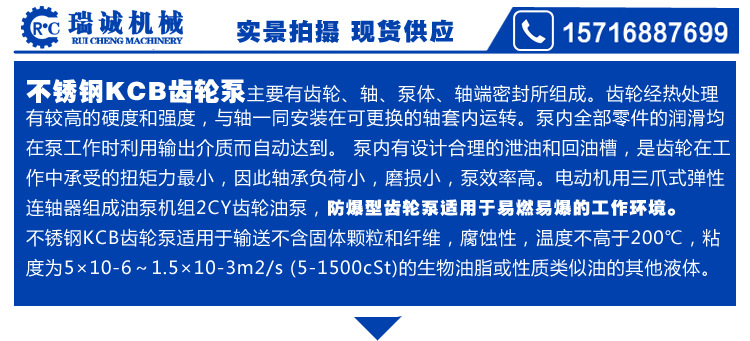 电动防爆不锈钢KCB-300大流量齿轮油泵 柴油机油煤油油漆输送泵示例图5