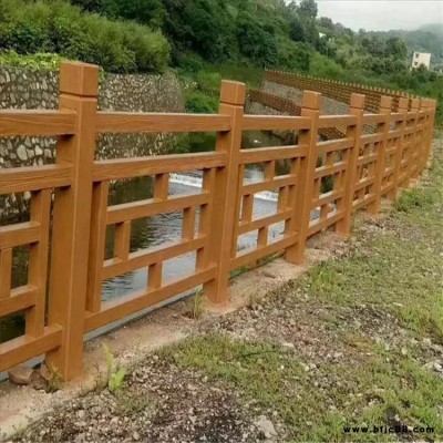 福淼 水泥方格仿木护栏 X型河道水泥仿木栏杆 北字型水泥护栏