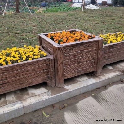 浙江花箱生产厂家 艺高景观水泥制品花桶乡村建设 市政道路广场防腐木箱桶