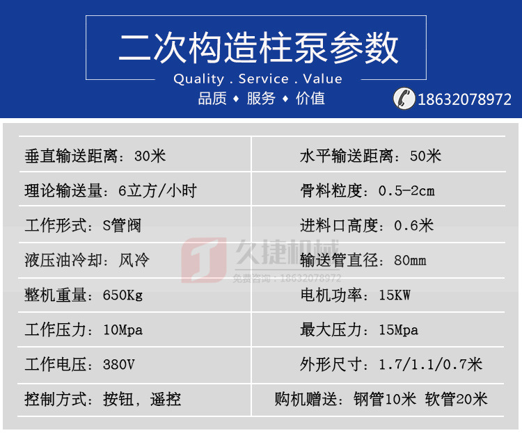 二次构造柱泵 新型液压卧式二次构造柱专用泵 混凝土细石砂浆泵示例图4