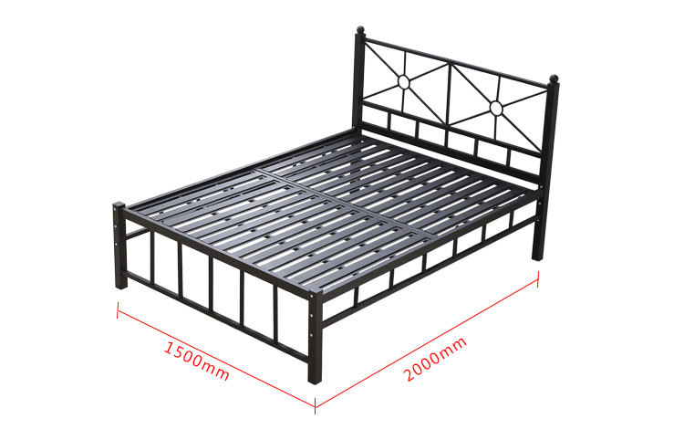 现代简约单层铁艺床铁架床1.5米1.8米 公寓出租屋单人双人床宿舍示例图11