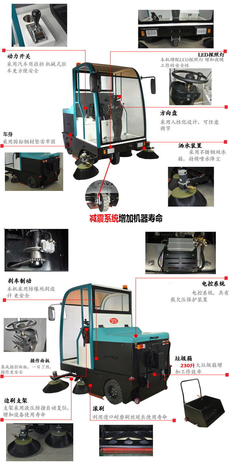 街道环卫半封闭驾驶式扫地车扫地机物业电动清扫车学校广场凯叻示例图9