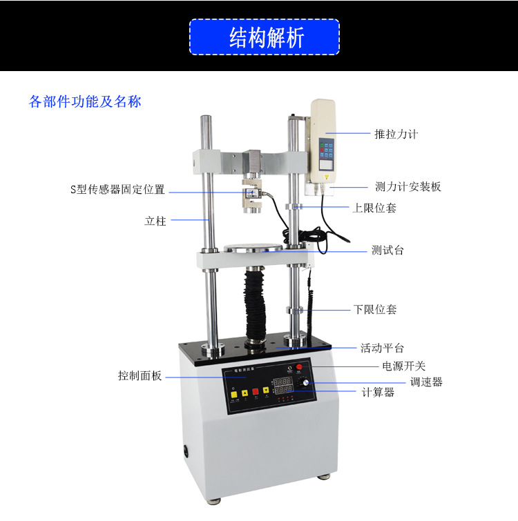 亿佰亿EV-5000N电动双柱测试台加高双柱拉力试验机电动试验机示例图3