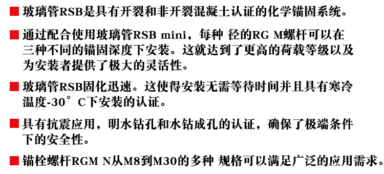 德国慧鱼化学锚栓 RGM8M10M12M16M20M24 钢结构锚栓化学锚固螺栓示例图16